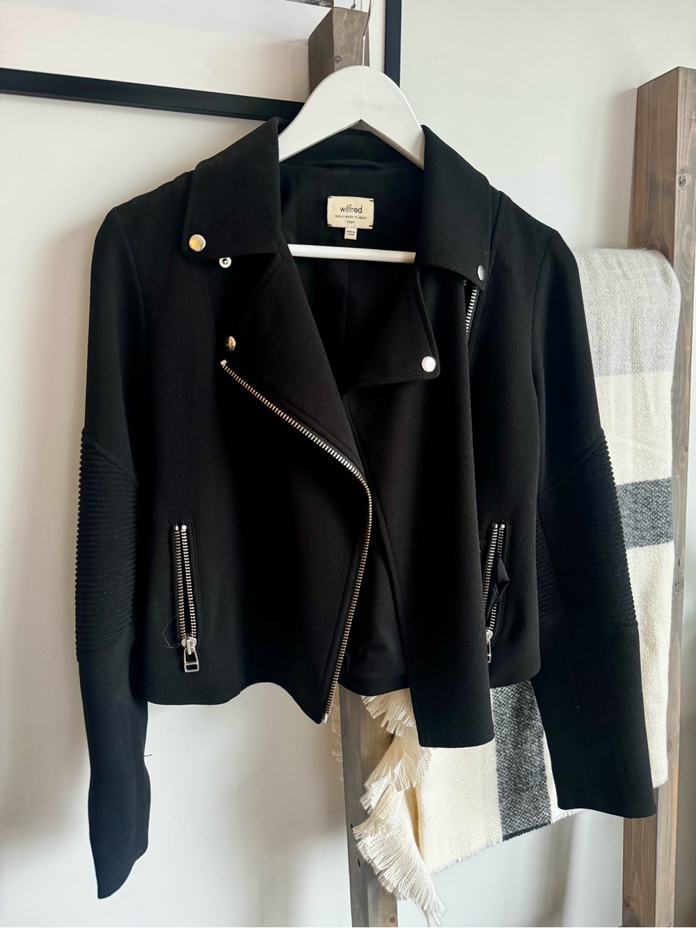 Wilfred Black Moto Jacket - Women's Zip Coat